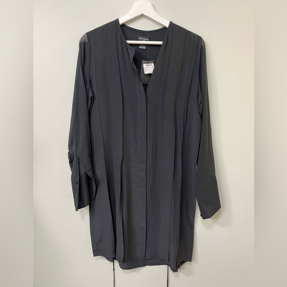 CLUB MONACO black silk tunic dress Size 2 NWT